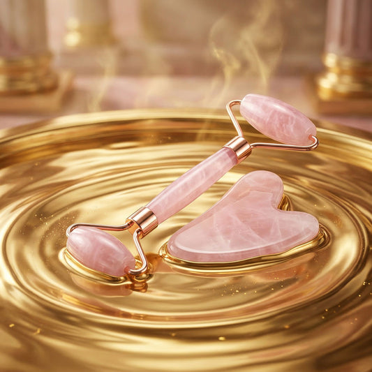 Rose Quartz Gua Sha & Roller Set · Natural Stone · Gift Box